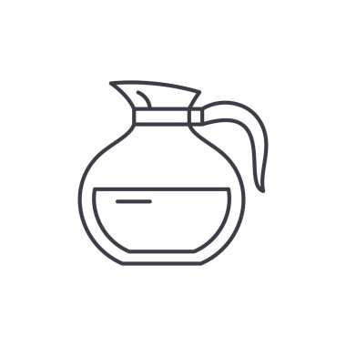 Cam çaydanlık satırı simgesi kavramı. Cam çaydanlık vektör lineer illüstrasyon, sembol, işareti