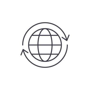 Global Lojistik satırı simgesi kavramı. Global Lojistik vektör lineer illüstrasyon, sembol, işareti