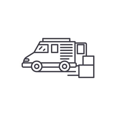 Mal teslim satırı simgesi kavramı. Mal teslim vektör lineer illüstrasyon, sembol, işareti