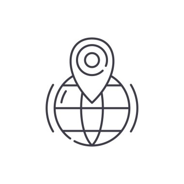 GPS satırı simgesi kavramı. GPS vektör lineer illüstrasyon, sembol, işareti