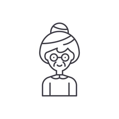 Büyükanne satırı simgesi kavramı. Büyükanne vektör lineer illüstrasyon, sembol, işareti