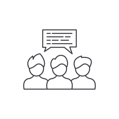 Grup Koçluk satırı simgesi kavramı. Grup Koçluk vektör lineer illüstrasyon, sembol, işareti