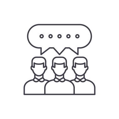 Grup tartışma satırı simgesi kavramı. Grup tartışma vektör lineer illüstrasyon, sembol, işareti