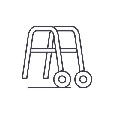 Küpeşte satırı simgesi kavram yürümeye için. Küpeşte yürüyüş için vektör lineer illüstrasyon, sembol, işareti