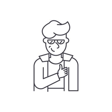 Hipster satırı simgesi kavramı. Yenilikçi vektör lineer illüstrasyon, sembol, işareti