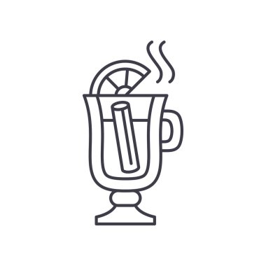 Mulled şarap satırı simgesi kavramı. Doğrusal mulled şarap vektör çizim, sembol, işareti