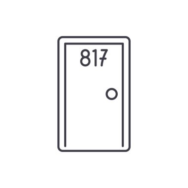 Otel Oda satırı simgesi kavramı. Otel Oda vektör lineer illüstrasyon, işaret, sembol