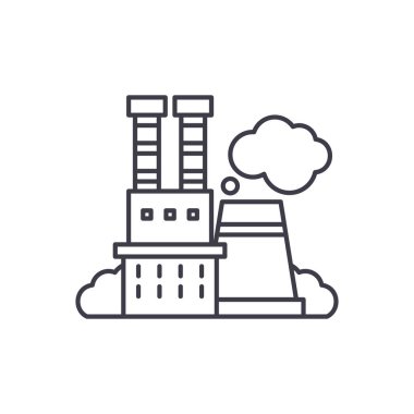 Endüstriyel karmaşık çizgi simgesini kavramı. Endüstriyel karmaşık vektör lineer illüstrasyon, sembol, işareti