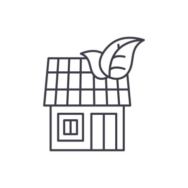 Bu satırı simgesi Konsept ev. Ev doğrusal vektör çizim, işaret, sembol