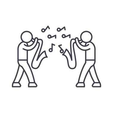 Caz satırı simgesi kavramı. Caz vektör lineer illüstrasyon, sembol, işareti