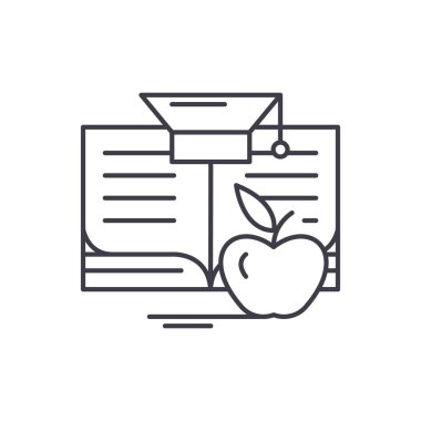 Bilgi satırı simgesi kavram öğrenme. Bilgi öğrenme doğrusal vektör çizim, sembol, işareti