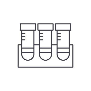 Laboratuvar araştırma satırı simgesi kavramı. Laboratuvar araştırma vektör lineer illüstrasyon, sembol, işareti