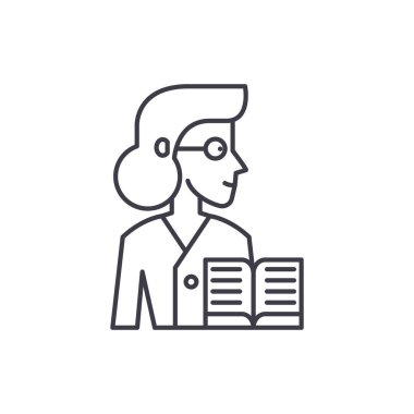 Öğrenilen satır simgesi kavramı. Öğrenilen vektör lineer illüstrasyon, sembol, işareti