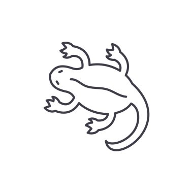 Kertenkele satırı simgesi kavramı. Kertenkele vektör lineer illüstrasyon, sembol, işareti