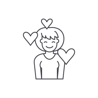 Aşk satırı simgesi kavramı. Doğrusal vektör çizim, sembol, işareti seviyorum