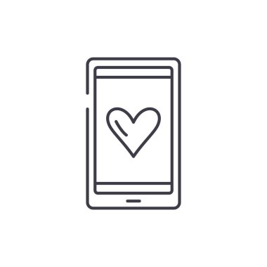 Aşk mesajları satırı simgesi kavramı. Aşk mesajı vektör lineer illüstrasyon, sembol, işareti