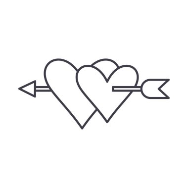 Aşk sembolü satırı simgesi kavramı. Seviyorum simge vektör lineer illüstrasyon, sembol, işareti