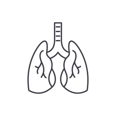 Akciğerler satırı simgesi kavramı. Akciğerler vektör lineer illüstrasyon, sembol, işareti