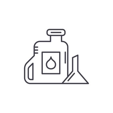 Makine petrol hattı simgesi kavramı. Makine yağı vektör lineer illüstrasyon, sembol, işareti