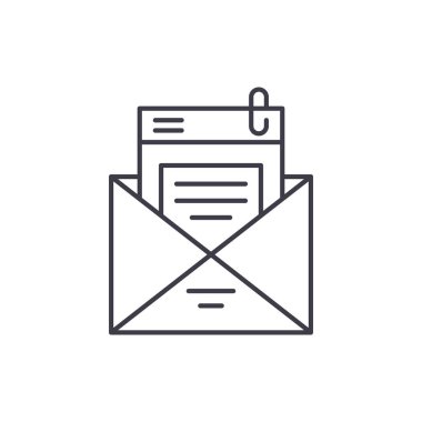 E-posta listesi satırı simgesi kavramı. E-posta listesi vektör lineer illüstrasyon, sembol, işareti