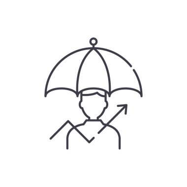 Riskleri satırı simgesi Konsept Yönetimi. Riskleri vektör lineer illüstrasyon, sembol, oturum yönetimi