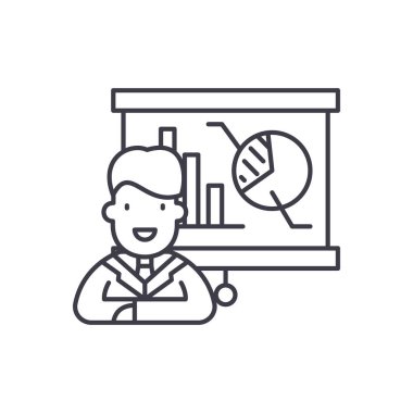 Pazarlama Direktörü satırı simgesi kavramı. Pazarlama Direktörü vektör lineer illüstrasyon, sembol, işareti