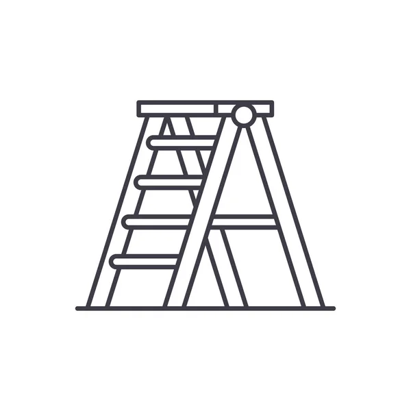 Concepto de icono de línea de escalera plegable. Escalera plegable vector lineal ilustración, símbolo, signo — Archivo Imágenes Vectoriales