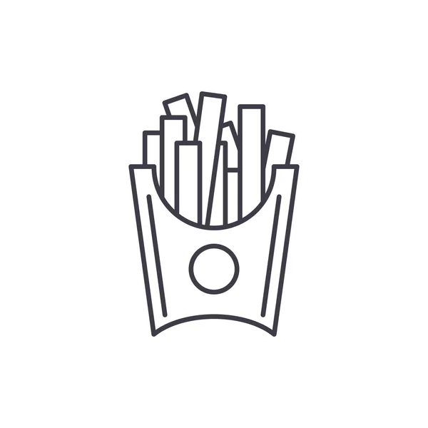 Conceito de ícone de linha de batatas fritas. Batatas fritas vetor ilustração linear, símbolo, sinal — Vetor de Stock