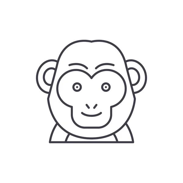 Komik maymun çizgi simgesini kavramı. Komik maymun vektör lineer illüstrasyon, sembol, işareti — Stok Vektör