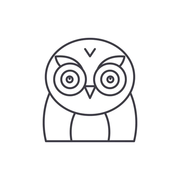 Концепція піктограми смішної сови. Смішна сова Векторні лінійні ілюстрації, символ, знак — стоковий вектор