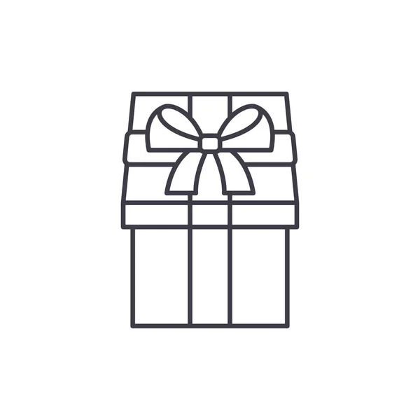Concetto icona linea regalo wrap. Illustrazione lineare del vettore dell'involucro del regalo, simbolo, segno — Vettoriale Stock