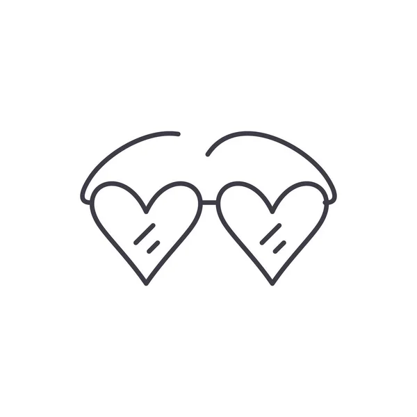 Gafas con corazón línea icono concepto. Gafas con corazones vector lineal ilustración, símbolo, signo — Archivo Imágenes Vectoriales