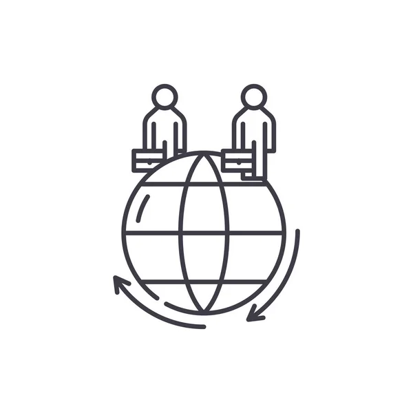 글로벌 비즈니스 라인 아이콘 개념입니다. 글로벌 비즈니스 벡터 선형 삽화, 상징, 기호 — 스톡 벡터