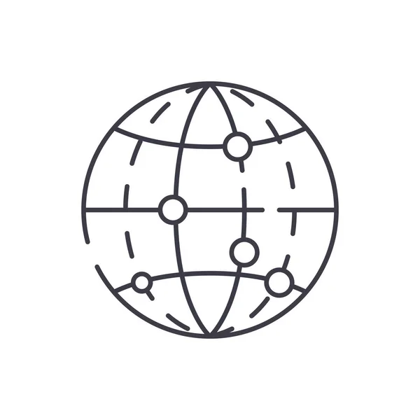 Concepto de icono de línea de cifrado global de datos. Ilustración lineal de vector de cifrado de datos global, símbolo, signo — Archivo Imágenes Vectoriales