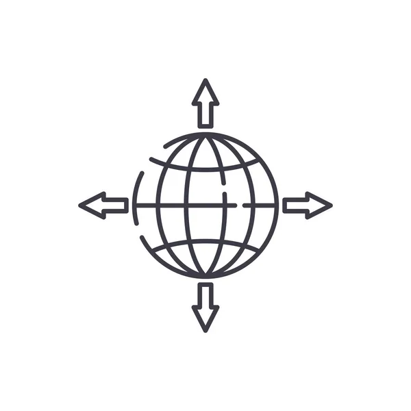 Global sales channels line icon concept. Global sales channels vector linear illustration, symbol, sign