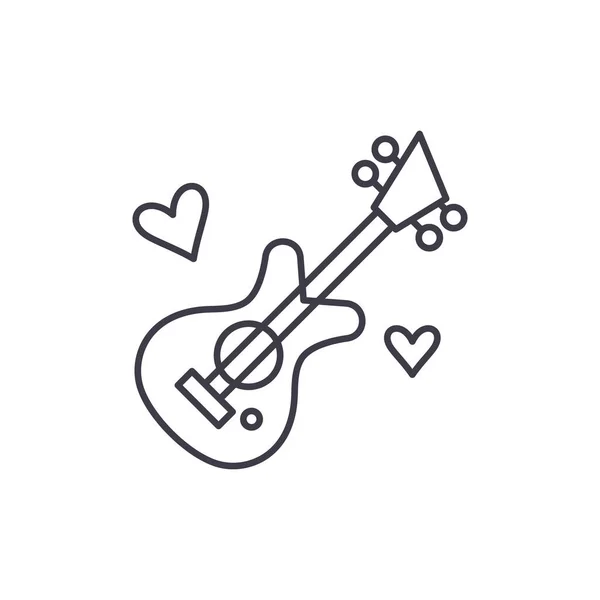 Kytarové hudební linie ikonu koncept. Kytara hudba vektor lineární obrázek, symbol, znak — Stockový vektor
