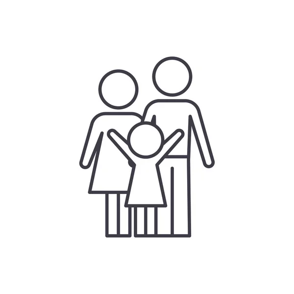Mutlu aile satırı simgesi kavramı. Mutlu aile vektör lineer illüstrasyon, sembol, işareti — Stok Vektör