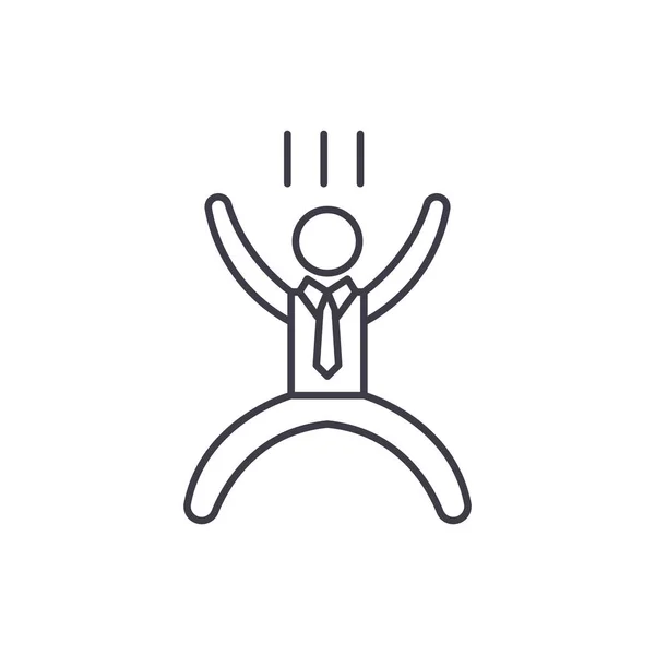 Happy man line icon concept. glücklicher Mann Vektor lineare Illustration, Symbol, Zeichen — Stockvektor