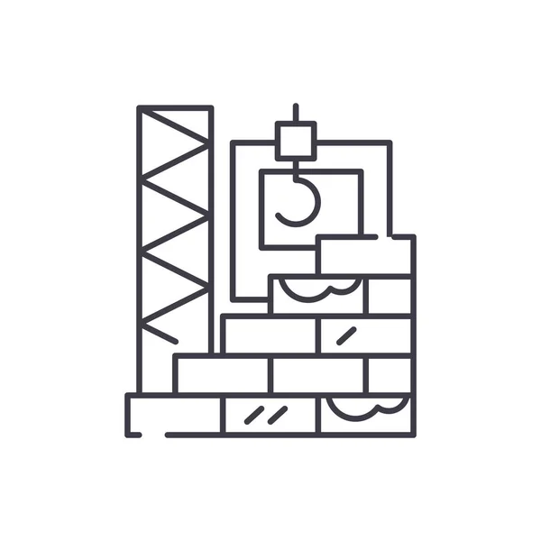 Hochhaus-Bau-Linie Icon-Konzept. Hochhausbau-Vektor lineare Illustration, Symbol, Zeichen — Stockvektor