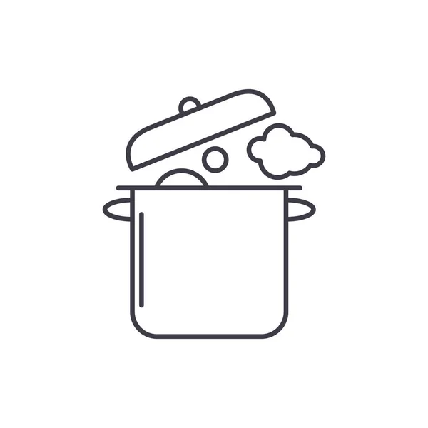 Concepto de icono de línea de cocina casera. Inicio cocina vector lineal ilustración, símbolo, signo — Vector de stock