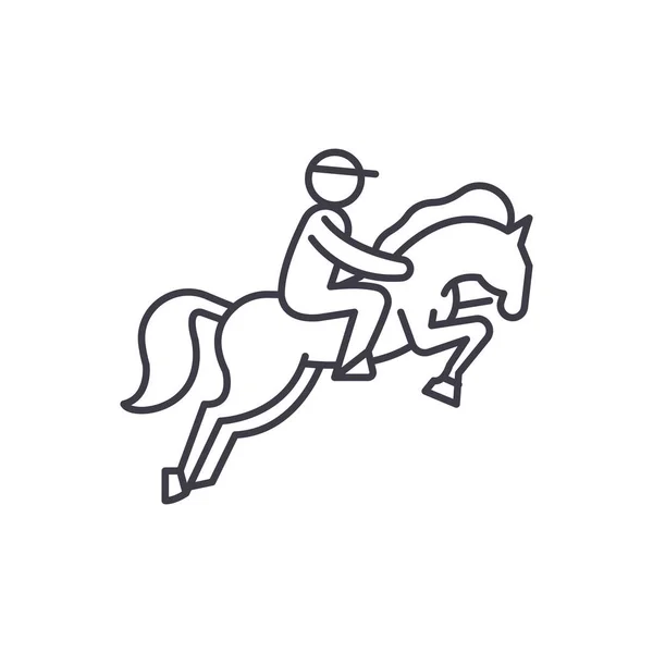 At yarış çizgi simgesini kavramı. At yarışı doğrusal vektör çizim, sembol, işareti — Stok Vektör