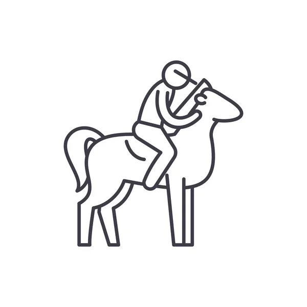 Концепция иконки конной линии. Верховая езда векторная линейная иллюстрация, символ, знак — стоковый вектор