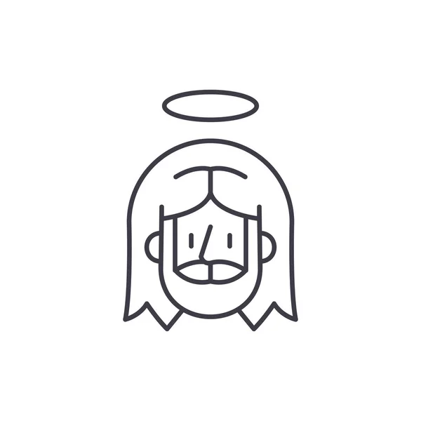 Jesus Line Icon Konzept. Jesus-Vektor lineare Illustration, Symbol, Zeichen — Stockvektor