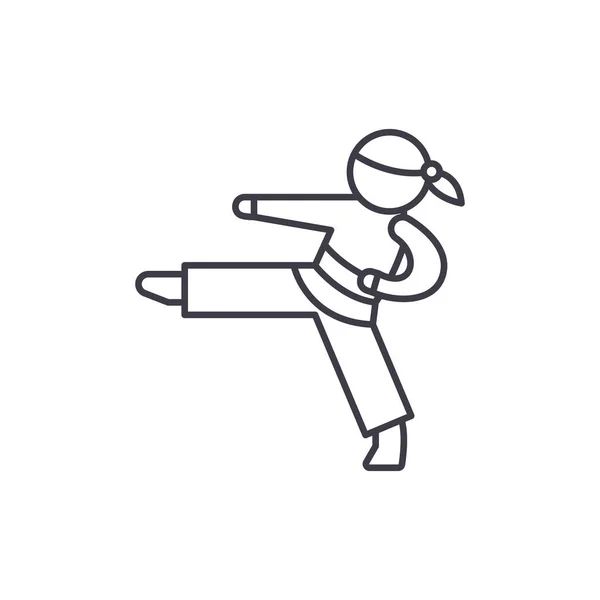 Karate lijn pictogram concept. Lineaire vectorillustratie karate, symbool, teken — Stockvector