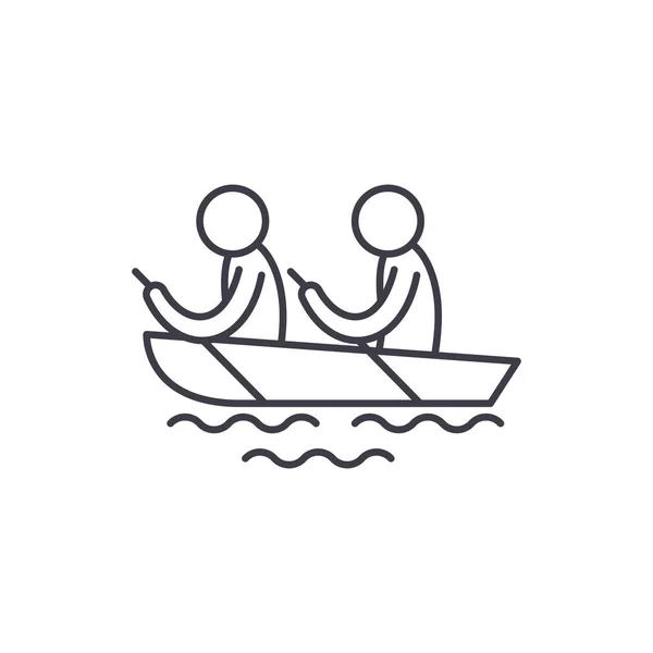 Kayaking line icon concept. Kayaking vector linear illustration, symbol, sign