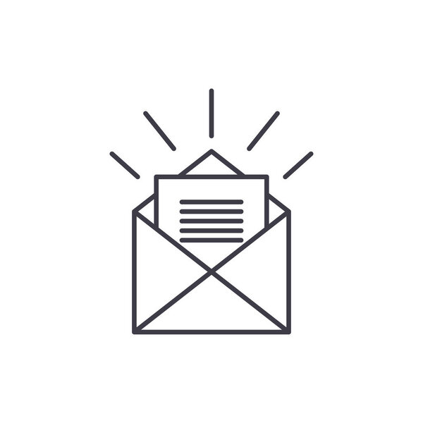 Буква для вас концепция значка строки. Письмо для вас векторная линейная иллюстрация, символ, знак
