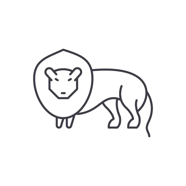 Λιοντάρι έννοια εικονίδιο γραμμής. Διάνυσμα λιοντάρι, γραμμική απεικόνιση, σύμβολο, σημάδι — Διανυσματικό Αρχείο