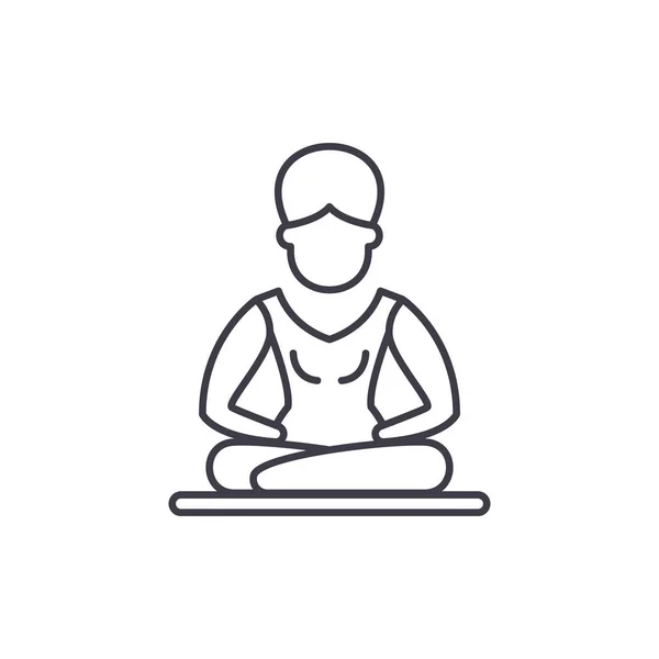 Lotus vormen meditatie lijn pictogram concept. Lotus pose meditatie lineaire vectorillustratie, symbool, teken — Stockvector