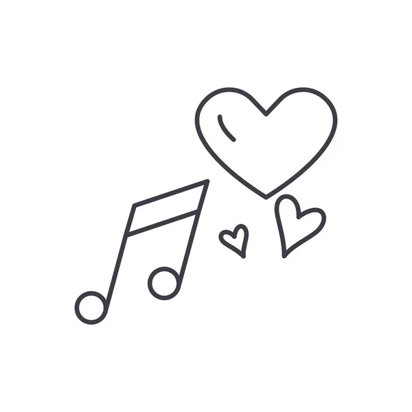 Miłość muzyka linii ikona koncepcja. Miłość, muzyka wektor ilustracja liniowa, symbol, znak — Wektor stockowy