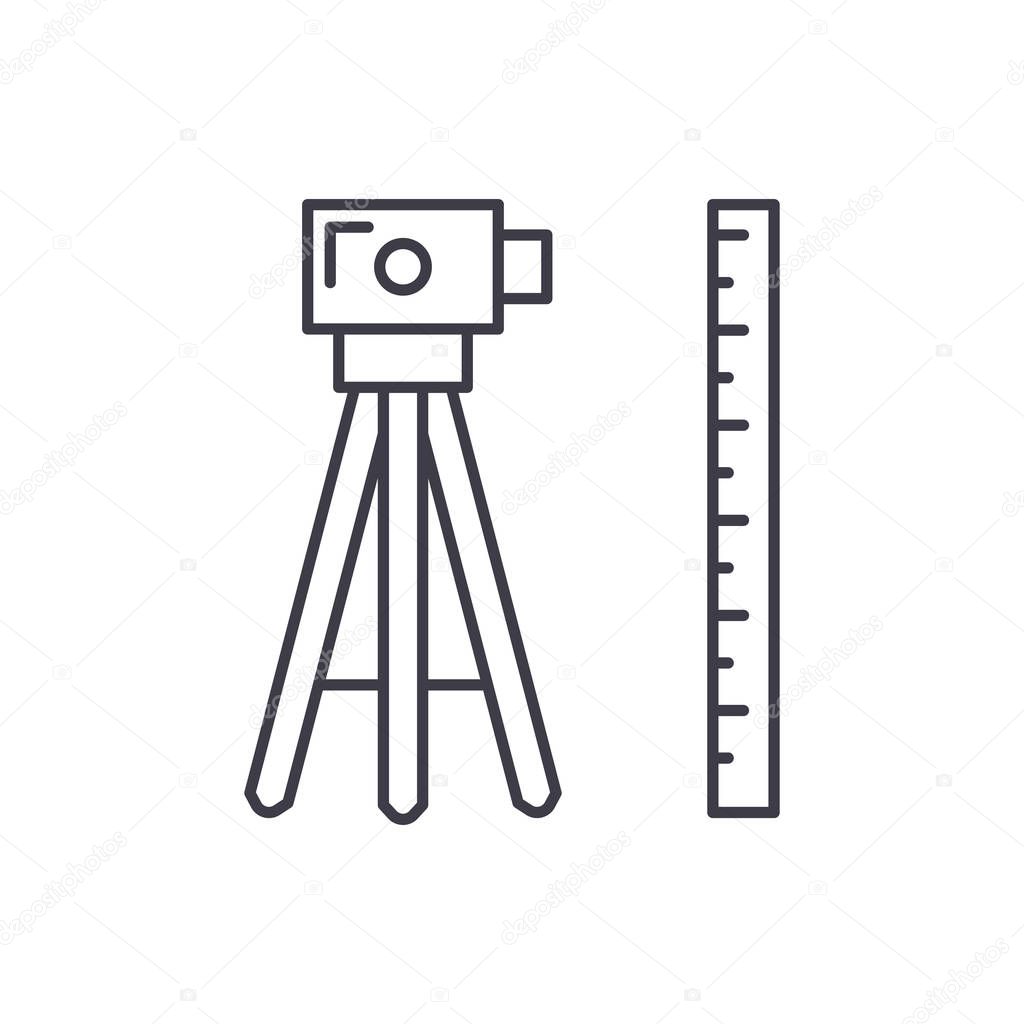 Geodesy line icon concept. Geodesy vector linear illustration, sign, symbol